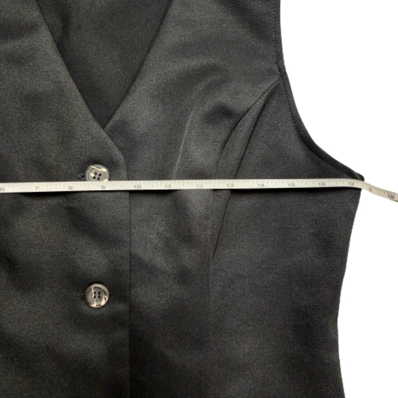 Vintage Russ Buttoned Black Academia Grunge Womens M Vest ♥️ - Picture 5 of 7